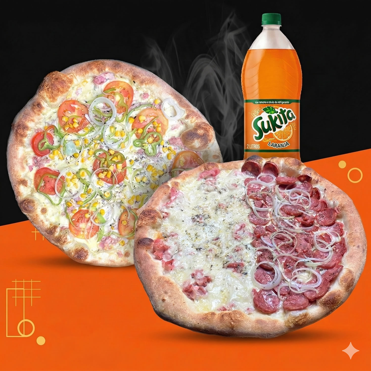 Combo 2 Pizzas Gigantes + Sukita 2L